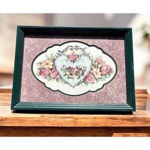 Vintage Home Interiors Framed Print Love Birds Flowers Cottage Core  13.5"x19